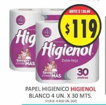 Supermercados Becerra Higienol Blanco Papel Higienico 4un. x 30mts. oferta