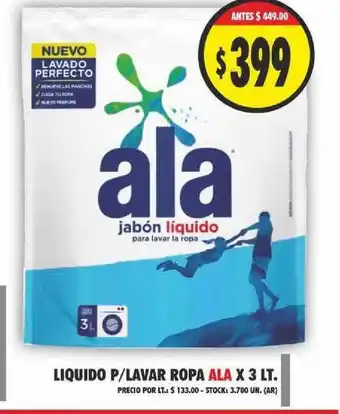 Supermercados Becerra Ala Liquido P/Lavar Ropa x 3lt oferta