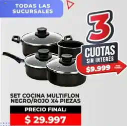 Supermayorista Vital Set cocina multiflon negro/rojo oferta