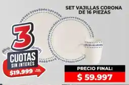 Supermayorista Vital Set vajillas corona oferta