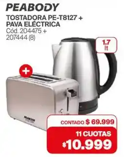 Naldo Lombardi Peabody tostadora pe-t8127 + pava eléctrica oferta