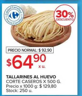 Carrefour Market Tallarines Al Huevo x 500g oferta