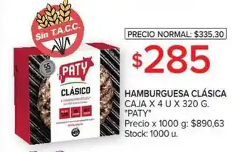 Carrefour Market Paty Hamburguesa Clásica Caja x 4u x 320g. oferta