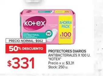 Carrefour Market Kotex Protectores Diarios Antibacteriales x 100u. oferta