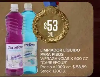 Carrefour Limpiador Líquido Para Pisos V/Fragancias x 900Cc.