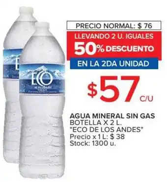 Carrefour Market EcO De Los Andes Agua Mineral Sin Gas Botella x 2L. oferta