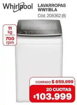 Naldo Lombardi Whirlpool lavarropas WW11BLA oferta
