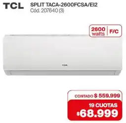 Naldo Lombardi Tcl split TACA-2600FCSA/E12 oferta
