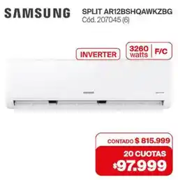 Naldo Lombardi Samsung split AR12BSHQAWKZBG oferta