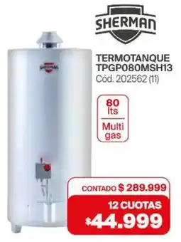 Naldo Lombardi Sherman termotanque TPGP080MSH13 oferta