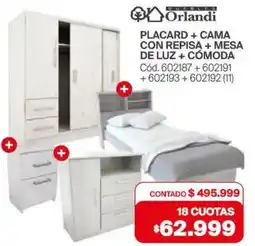 Naldo Lombardi Orlandi placard + cama con repisa + mesa de luz + cómoda oferta