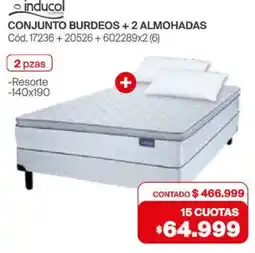 Naldo Lombardi Inducol conjunto burdeos + 2 almohadas oferta
