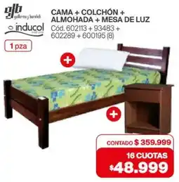 Naldo Lombardi Gjb cama + colchón + almohada + mesa de luz oferta