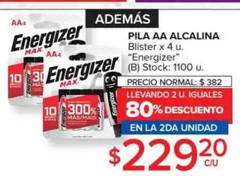 Carrefour Market Energizer Pila AA Alcalina Blister x 4u. oferta
