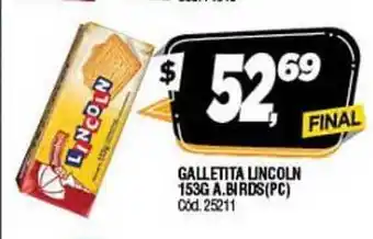 Supermercados Yaguar Lincoln Galletita 153g A. Birds (pc) oferta