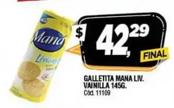 Supermercados Yaguar Mana Liv. Vainilla Galletita 145g oferta