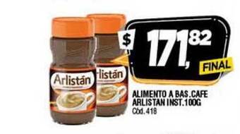 Supermercados Yaguar Arlistan Inst. Alimento A Bas. Cafe 100g oferta