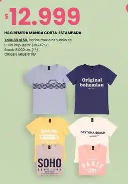 Changomas H&G remera manga corta estampada oferta