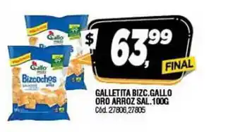 Supermercados Yaguar Gallo Oro Arroz Sal. Galletita Bizc. 100g oferta