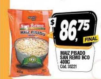 Supermercados Yaguar San Remo Maiz Pisado Bco 400g oferta