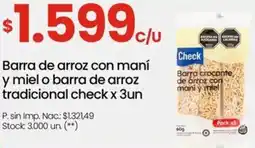 Changomas Barra de arroz con maní y miel o barra de arroz tradicional check oferta