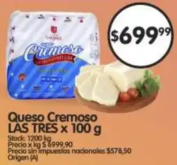 Supermercados Buenos Días Las tres queso cremoso oferta