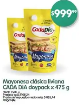 Supermercados Buenos Días Cada dia mayonesa clásica liviana doypack oferta