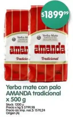 Supermercados Buenos Días Amanda yerba mate con palo tradicional oferta
