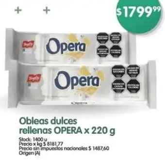 Supermercados Buenos Días Opera obleas dulces rellenas oferta