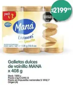Supermercados Buenos Días Mana galletas dulces de vainilla oferta