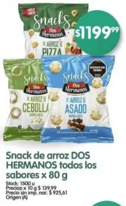 Supermercados Buenos Días Dos hermanos snack de arroz todos los sabores oferta