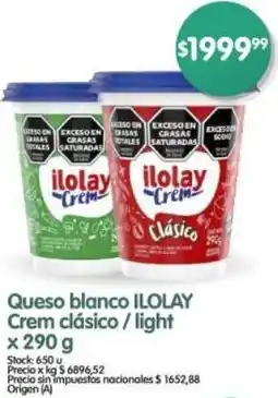 Supermercados Buenos Días Ilolay queso blanco crem clásico/light oferta