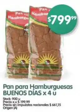 Supermercados Buenos Días Buenos días pan para hamburguesas oferta
