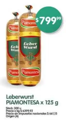 Supermercados Buenos Días Piamontesa leberwurst oferta