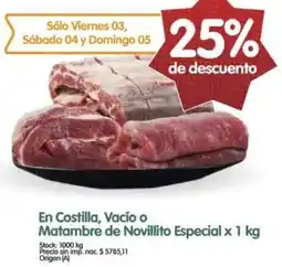 Supermercados Buenos Días En costilla, vacío o matambre de novillito especial oferta