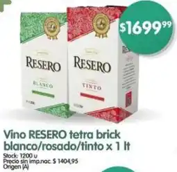 Supermercados Buenos Días Resero vino tetra brick blanco/rosado/tinto oferta