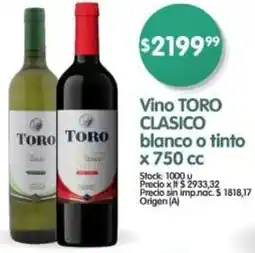 Supermercados Buenos Días Toro clasico vino blanco o tinto oferta
