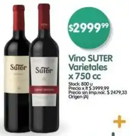 Supermercados Buenos Días Suter vino varietales oferta