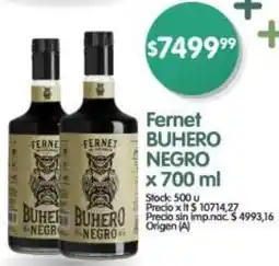 Supermercados Buenos Días Buhero negro fernet oferta