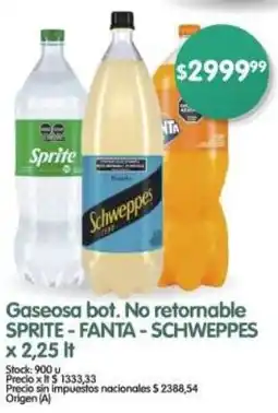 Supermercados Buenos Días sprite-fanta-schweppes gaseosa bot. no retornable oferta