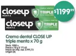Supermercados Buenos Días Close up crema dental triple menta oferta
