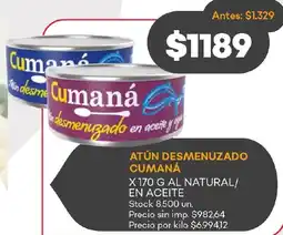 Supermercados Tadicor Cumaná al natural/ en aceite atún desmenuzado oferta