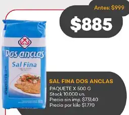 Supermercados Tadicor Dos anclas sal fina paquete oferta