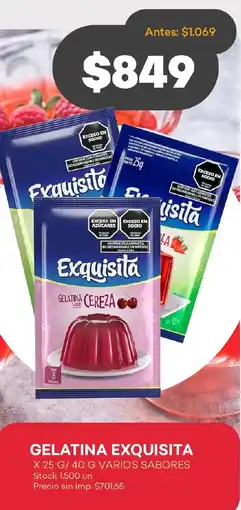 Supermercados Tadicor Gelatina exquisita varios sabores oferta