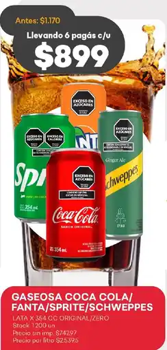 Supermercados Tadicor Coca cola/ fanta/sprite/schweppes gaseosa lata original/zero oferta