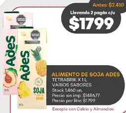 Supermercados Tadicor Ades alimento de soja tetrabrik varios sabores oferta