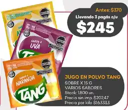 Supermercados Tadicor Tang jugo en polvo sobre oferta