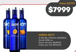 Supermercados Tadicor Skyy vodka varios sabores oferta