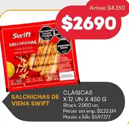 Supermercados Tadicor Swift salchichas de viena clásicas oferta
