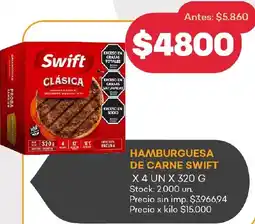 Supermercados Tadicor Swift hamburguesa de carne oferta